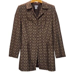 Sigrid Olsen Jacquard Button Front Blazer Women Size 10 Pattern Wool Silk Blend